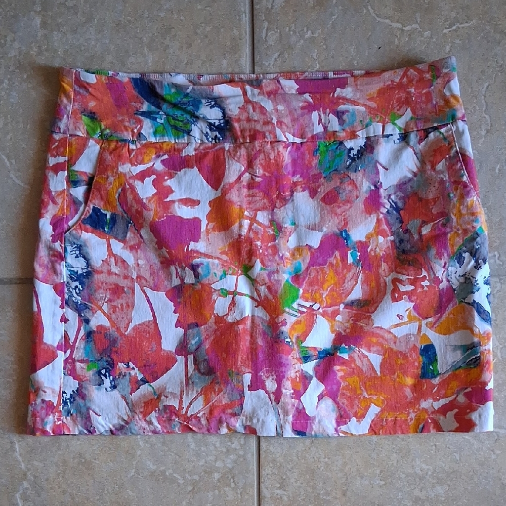 High Fifth Colorful Pull On Floral Skort -size 18